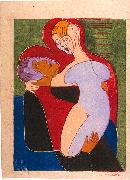 Lovers (The Hembusses)- colour-woodcut Ernst Ludwig Kirchner
